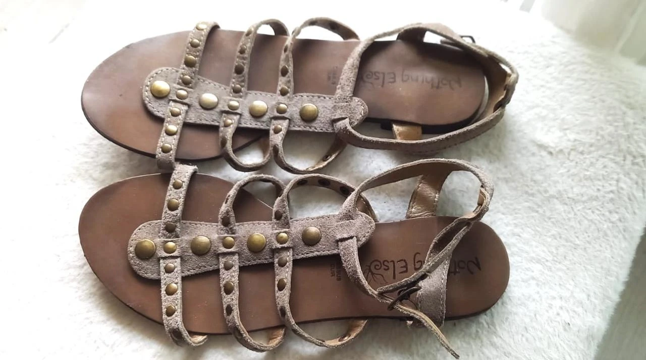 Zomersandalen leer maat 37 groene amandel zeer goede staat – photo 7